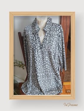 Nwt Sunny Leigh Black  Snakeskin Print Collared Top Size 1x